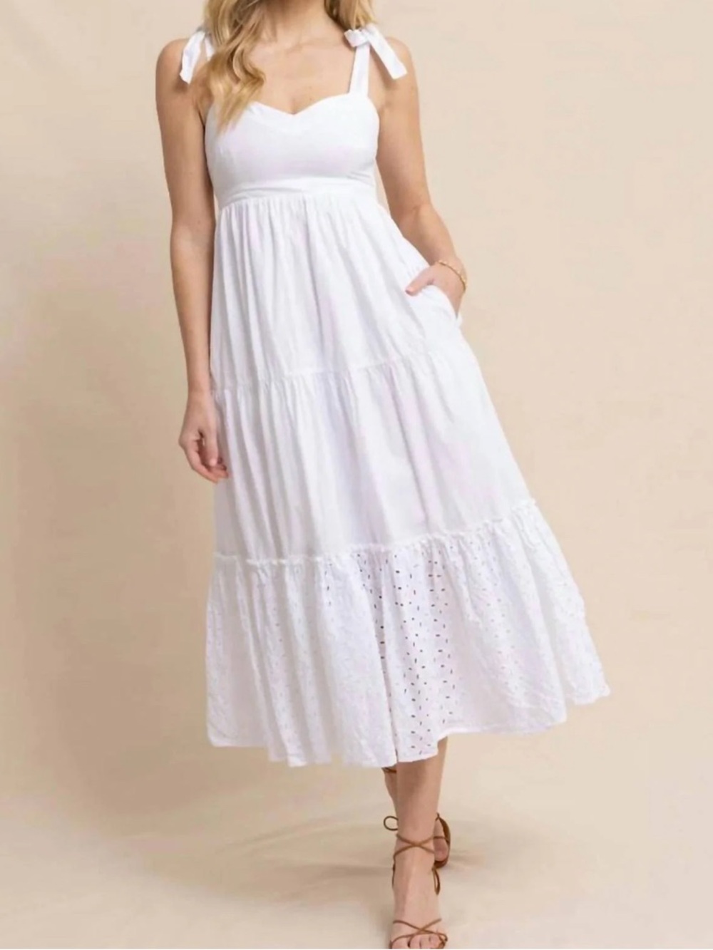 Brand new with Tags! Southern Tide White Eyelet Tie-Shoulder Maxi Dress